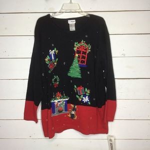 New VJ Woman Christmas Sweater Long Sleeve Tree